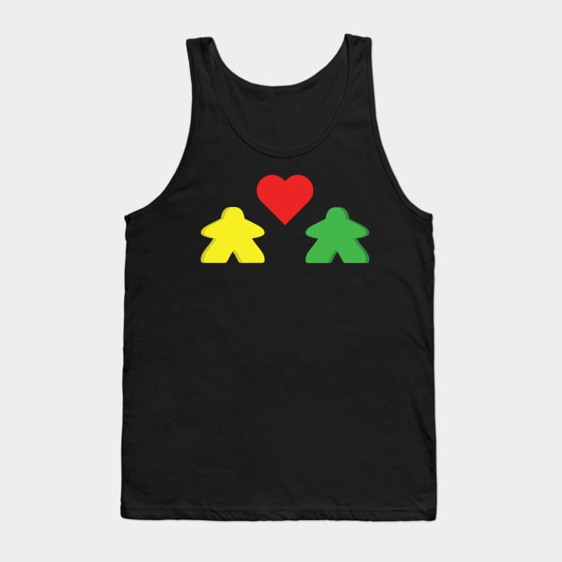 Green And Yellow Meeple Couple Board Game Valentine's Day Tank Top by Shadowisper